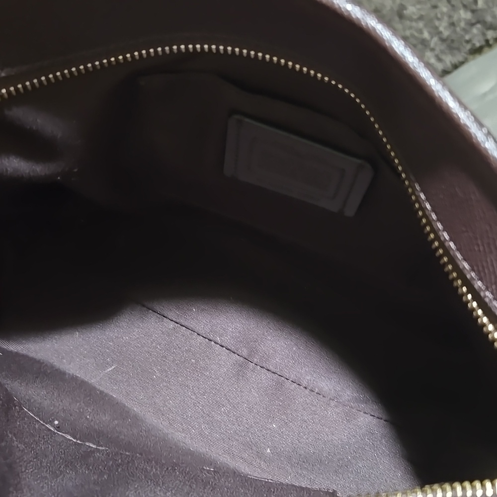 Coach Oxblood Crossgrain Leather Small Tote 9x8x3.5 Burgundy Gold - Picture 5 of 8